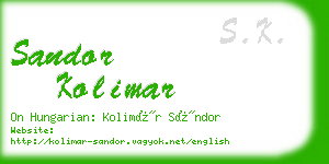 sandor kolimar business card